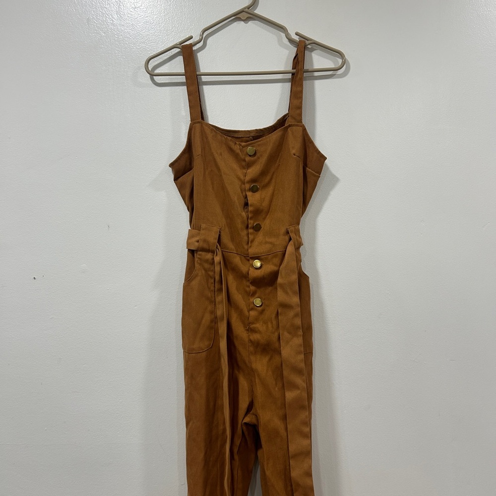 Brown Button-Up Jumpsuit